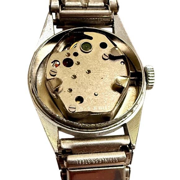 Vintage Genève 17 Jewel Ladies Hand Wind Watch Blue Dial Antimagnetic Runs HK main image 4